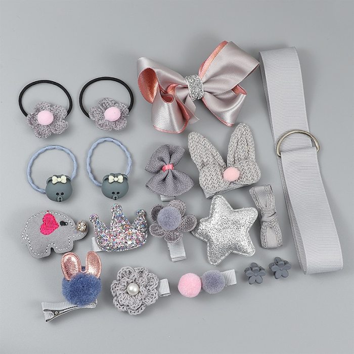 18 Piece Hair Clip Set Cute Hair Accessories Girl Headwear Bow Flower Animal Hairpins Hair Band Cartoon Elastic Headdress Gift