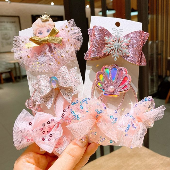1PCS Wholesale Cartoon Elsa Anna Princess Icon Hair Pins Lovely Good Quality Hair Clips Metal Head Wear Girls BB Party Gifts