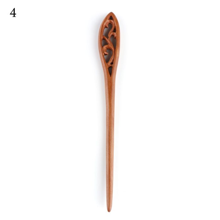 1PC Chinese Retro Style Peach Wood Carved Hairpin Handmade Hollow Out Hair Stick Hairpin Hair Styling Tools Hair Accessories