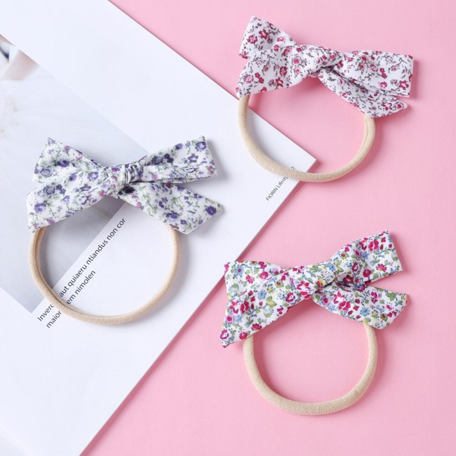 Cute Printed Floral Hair Bands For Children Elastic Nylon Baby Headband Sweet Style Toddler Hairbands Headwrap For Girls Kids