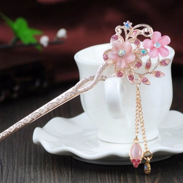 Wholesale Cat Eye Stone Hair Pin Double Flower Hair Clip Classical Hairpin Barrette Hair Accessories national wind headweard