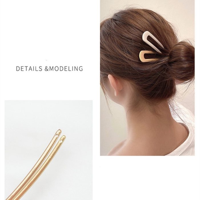Korean U Shape Hair Clips elegant Metal Forks Vintage Styling Hairpins mother-of-pearl designer Newly for Women Hair Style Tool
