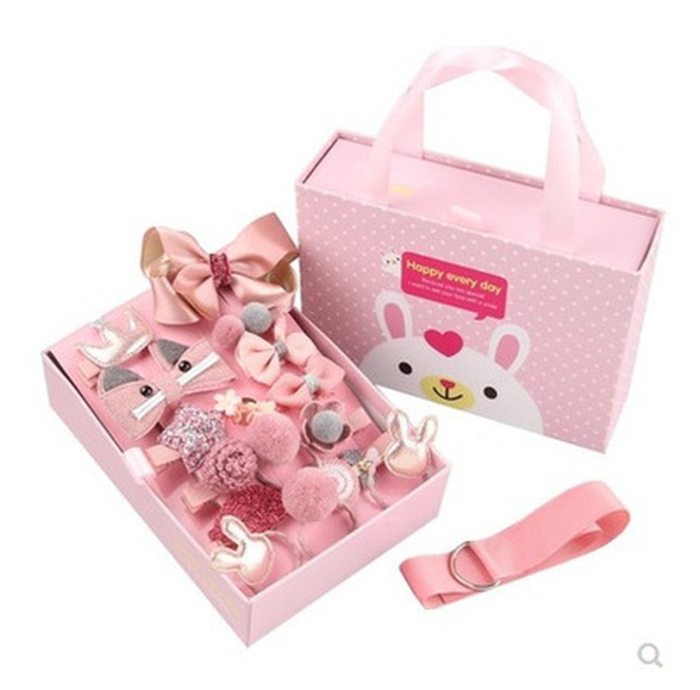 18pcs Children Cartoon Hair band Girl Gift Headwear Boxed Hairpin Hair Rope Accessories Hair Ring Circle Kid Lovely Rubber Band