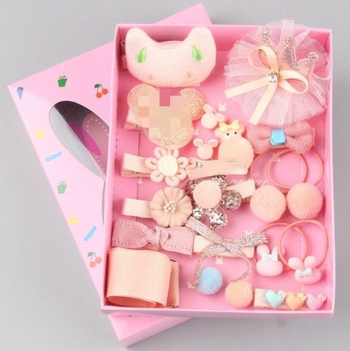 18pcs Children Cartoon Hair band Girl Gift Headwear Boxed Hairpin Hair Rope Accessories Hair Ring Circle Kid Lovely Rubber Band