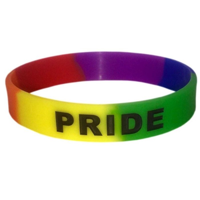 18 Types Unisex LGBT Rainbow Letters Bracelet Party Parade Sports Wristband Six-Color Gay Lesbian Pride Silicone Rubber