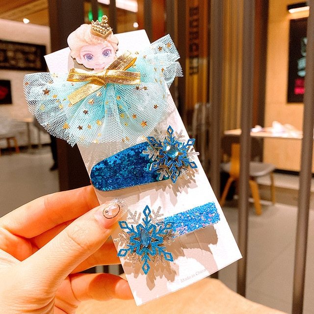 1PCS Wholesale Cartoon Elsa Anna Princess Icon Hair Pins Lovely Good Quality Hair Clips Metal Head Wear Girls BB Party Gifts