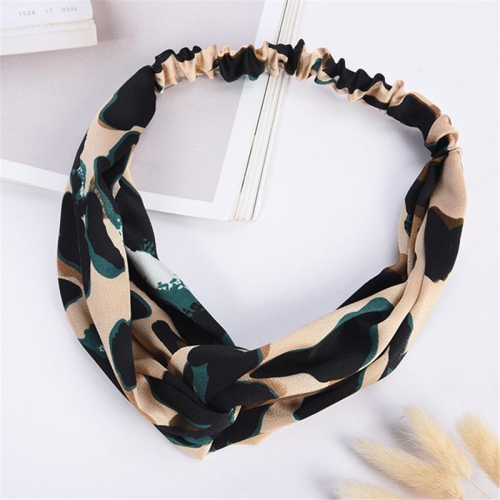 2021 new headband feminine fashion leopard print elastic cross headband headband gift резинки для волос