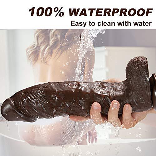 9 Inch Manual Curved Giant Realistic Chocolate-Colored Dildo