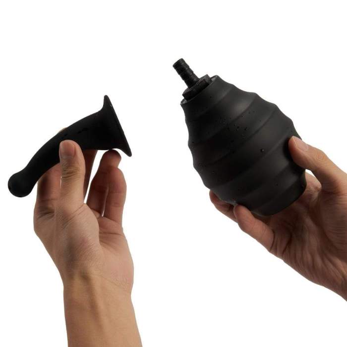 380ML Curved Tip Silicone Ribbed Anal Douche