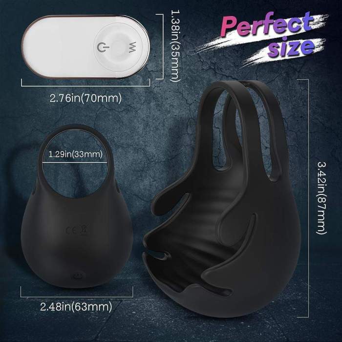 9-Speed Vibrating Penis Ring with Taint Teaser, Stimulate Penis Scrotum  Testicle