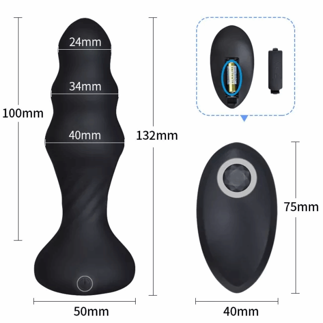 Wiggling Prostate Massager with Beaded Thrusting Ring
