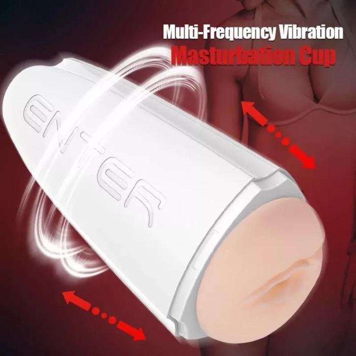 12 Speeds Triangle Automatic Male Masturbator Soft Silicone Vagina Real Pussy Adult Vibrating Masturbation Oral Sex Toys for Men