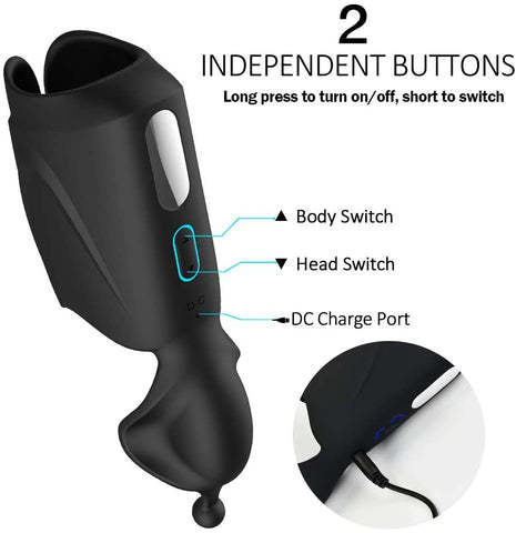 2-Motor Penis Glans Training 10-Vibration Masturbation Cup