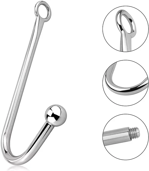 Hellofuntoys™ Stainless Steel Anal Hook With 3 Interchangeable Balls
