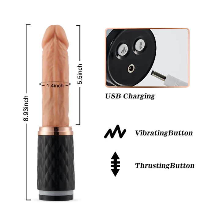 Hellofuntoys™ 5.4-Inch 7 Vibrating 7 Telescoping Silicone Dildo with Mount Base
