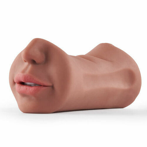 3 in 1 Tanned Lifelike Face Pocket Pussy Blowjob Masturbator Stroker