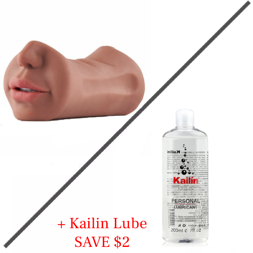 3 in 1 Tanned Lifelike Face Pocket Pussy Blowjob Masturbator Stroker