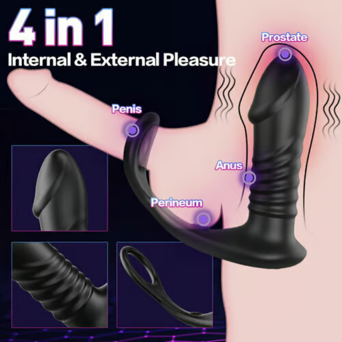 10 Vibrating 3 Thrusting Remote Control Anal Vibrator