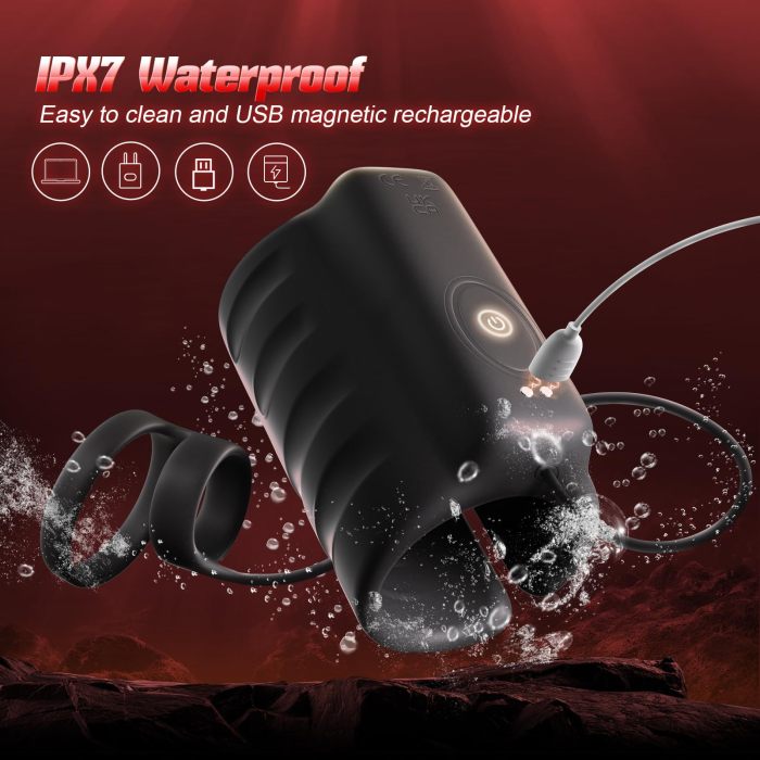 Hellofuntoys™ APP & Remote Control 9 Vibrating with 2 Cock Penis Ring Stretchy Male Masturbator