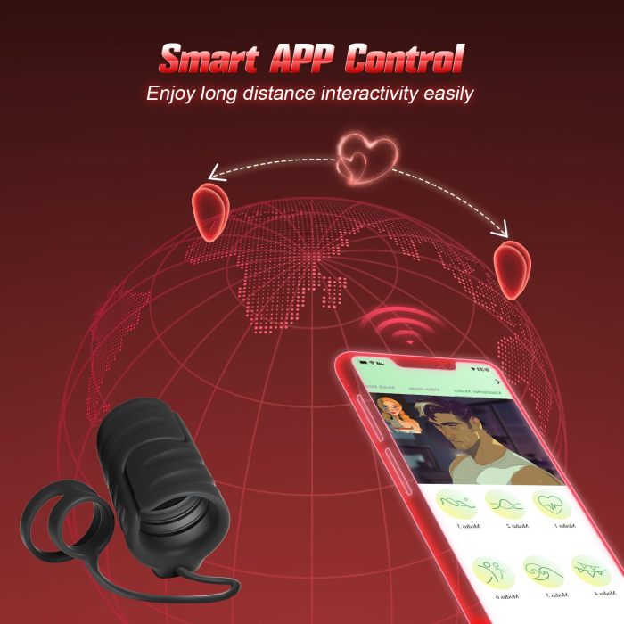 Hellofuntoys™ APP & Remote Control 9 Vibrating with 2 Cock Penis Ring Stretchy Male Masturbator