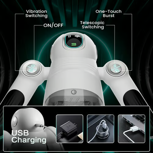 Hellofuntoys™ 7 Telescopic Squeezing 12 Vibration Masturbator Experience More Authentic Piston