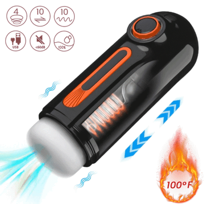 Hellofuntoys™ 10 Thrusting 10 Vibrating 3 Sucking Heating Male Masturbator