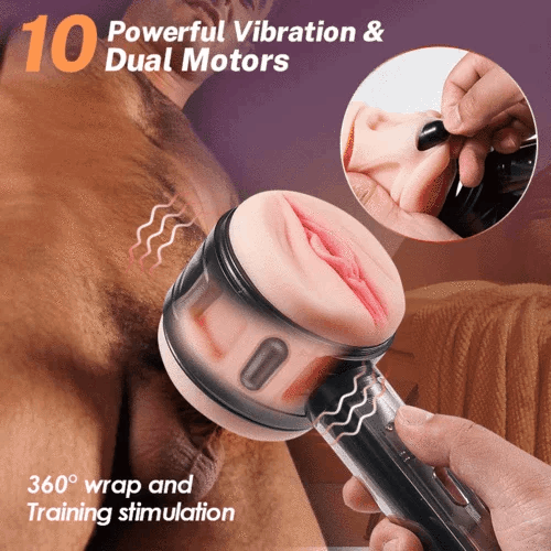 Hellofuntoys™ 10 Vibration Anal and Vaginal 2 in 1 Handheld Masturbator