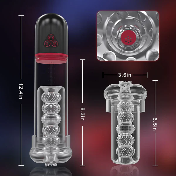 Hellofuntoys™ 9 Vibrating 9 Sucking Male Masturbator Penis Enlargement Pump