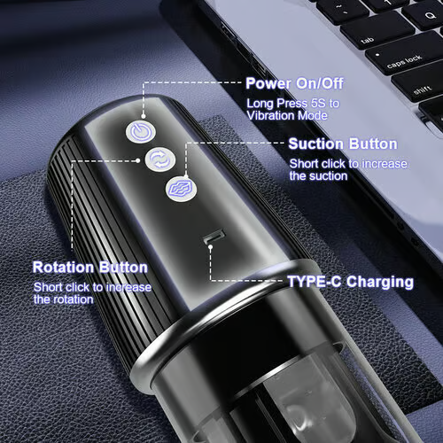 Hellofuntoys™ 5 Rotating 5 Sucking 7 Vibrating Masturbator & Training 2 IN 1 Adult Toys