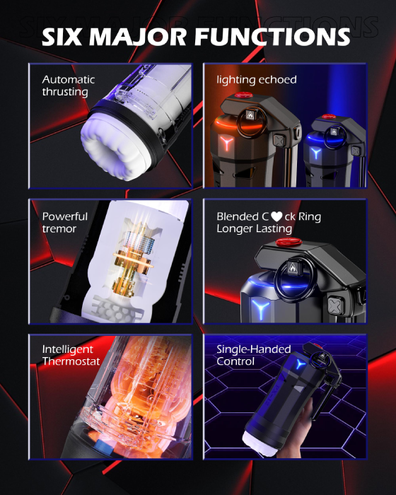 Grenade 8 Thrusting 10 Vibration Modes Automatic Heating Masturbator