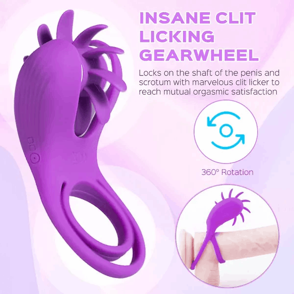 US$ 49.99 - Hellofuntoys & Roxy - Licking Sex Toy & Vibrating Dual Penis  Ring