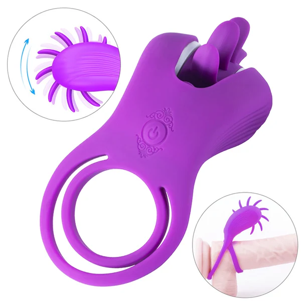 Hellofuntoys & Roxy - Licking Sex Toy & Vibrating Dual Penis Ring