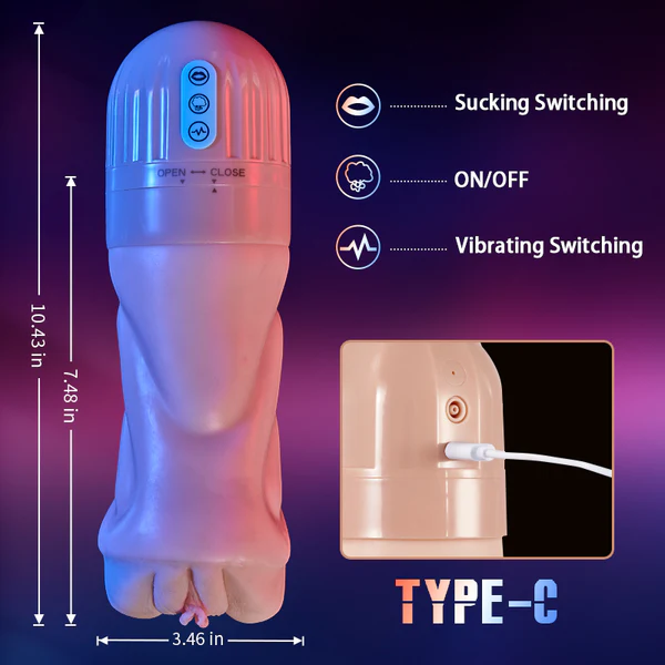 Hellofuntoys™ 5 Sucking 10 Vibrating Simulated Vagina Masturbator and Pussy Pocket