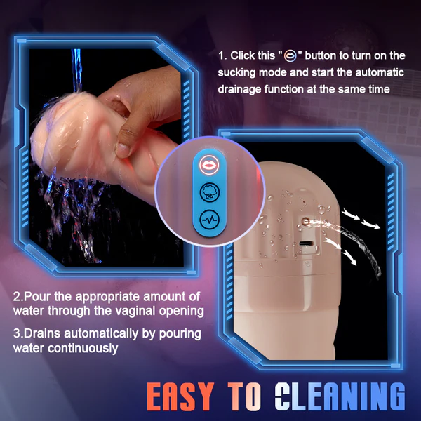 Hellofuntoys™ 5 Sucking 10 Vibrating Simulated Vagina Masturbator and Pussy Pocket