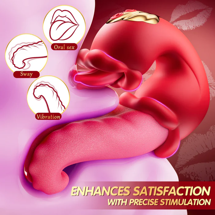 Hellofuntoys™ Twin Rose Thrusting G Spot Vibrator - Tongue Teasing & Vibrating