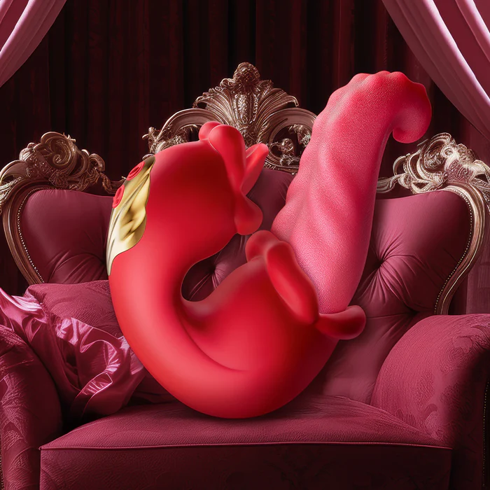Hellofuntoys™ Twin Rose Thrusting G Spot Vibrator - Tongue Teasing & Vibrating