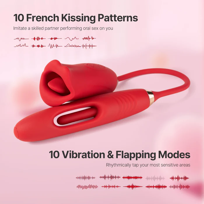 Hellofuntoys™ G-spot Flapping Vibrator with Kissing Function & Vibrating Tongue