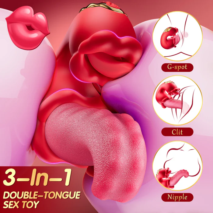 Hellofuntoys™ Twin Rose Thrusting G Spot Vibrator - Tongue Teasing & Vibrating