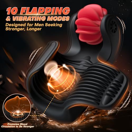 Hellofuntoys™ 10 Licking & 10 Flapping & 10 Vibrating Super Soft Male Penis Training Vibrator