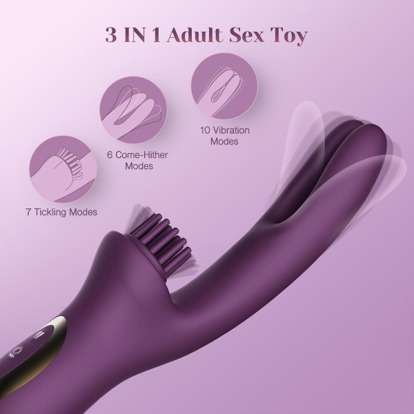 Hellofuntoys™ 10 x 6 x 7 Modes Come-Hither Clitoral Tickling Rabbit Vibrator