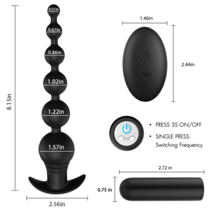 6 Bead Vibration Remote Control Small Anal Beads