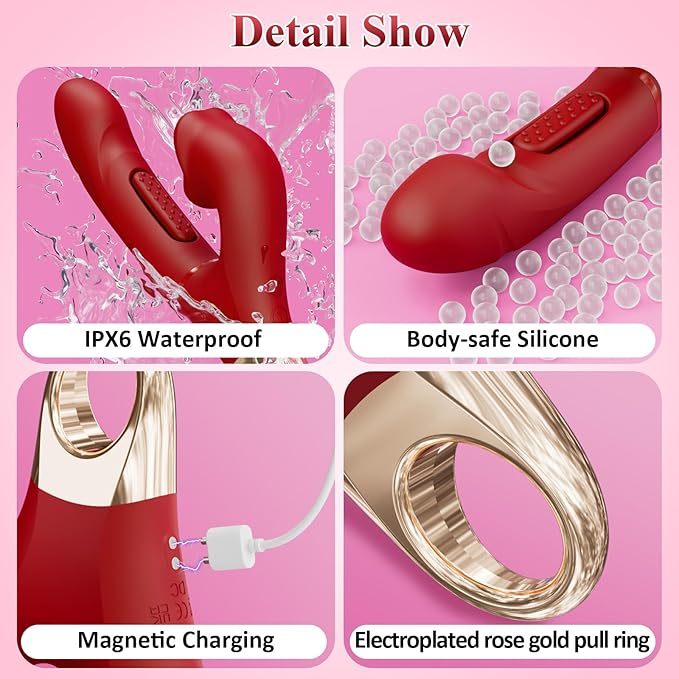 Hellofuntoys™ G Spot Vibrato: 3 in 1 Tongue Rose Clitoral Vibrator, 7 Flapping & 5 Biting Vibration Modes