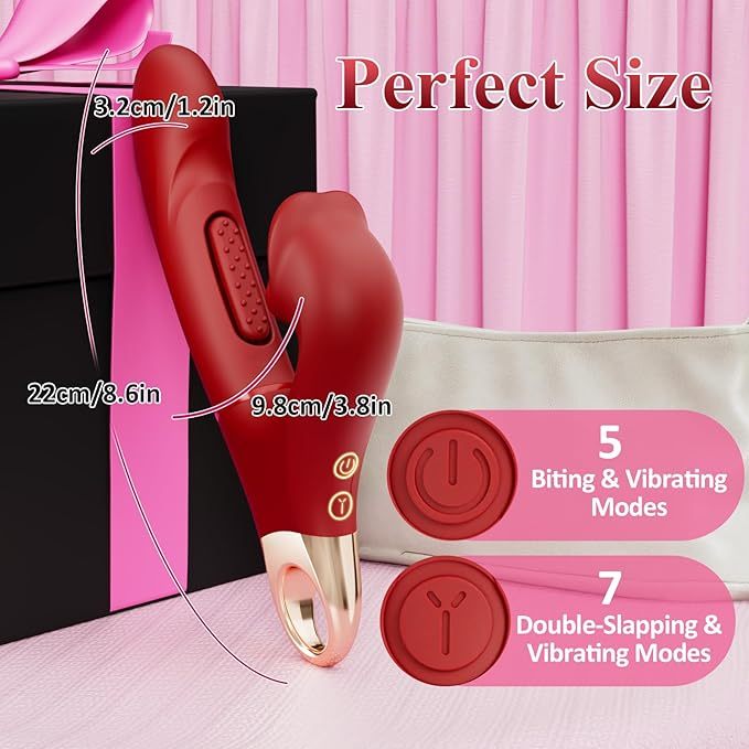 Hellofuntoys™ G Spot Vibrato: 3 in 1 Tongue Rose Clitoral Vibrator, 7 Flapping & 5 Biting Vibration Modes