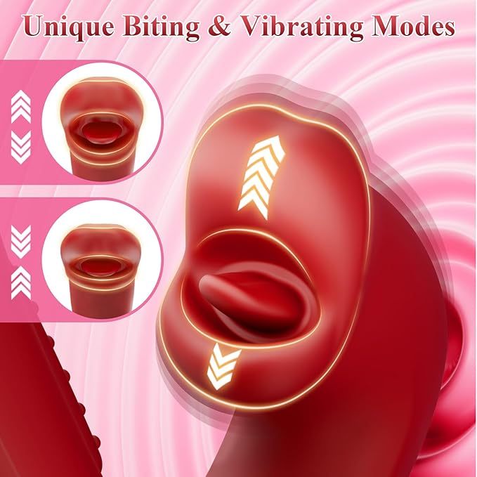 Hellofuntoys™ G Spot Vibrato: 3 in 1 Tongue Rose Clitoral Vibrator, 7 Flapping & 5 Biting Vibration Modes