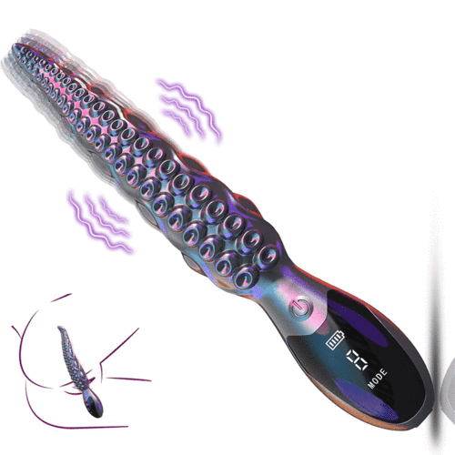 LED Octopus Tentacle G-Spot Vibrator with 9 Modes, 10.7  Silicone Dildo for Clitoral, Anal, and Vaginal Stimulation