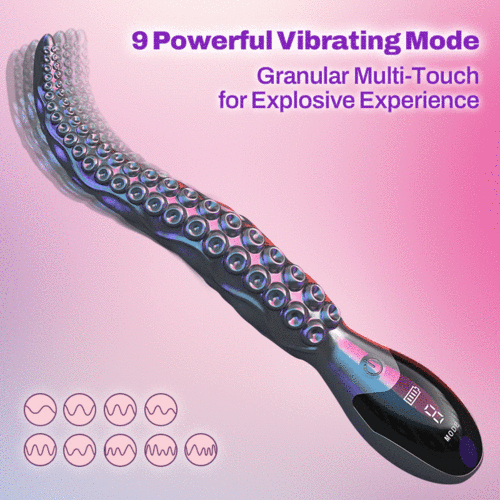 LED Octopus Tentacle G-Spot Vibrator with 9 Modes, 10.7  Silicone Dildo for Clitoral, Anal, and Vaginal Stimulation