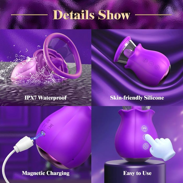 Hellofuntoys™ Sucking Vibrator - 3 in 1, Removable Cup, 360° Rotation G spot Vibrator with 9 Tongue Licking & Vibration & 3 Suctions