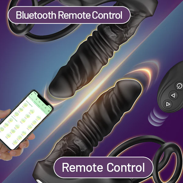😍BIG-SALE😍Hellofuntoys™ Bluetooth App Control 9 Vibrating Thrusting Dual Ring Prostate Massager