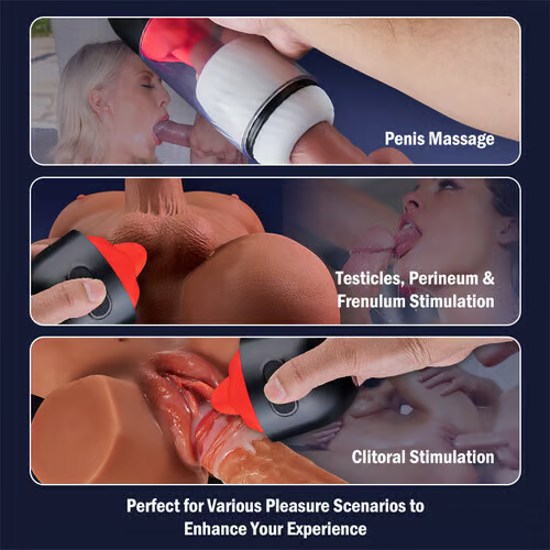 Hellofuntoys™ App Controlled Male Masturbator with 9 Tongue Licking & Vibration Modes