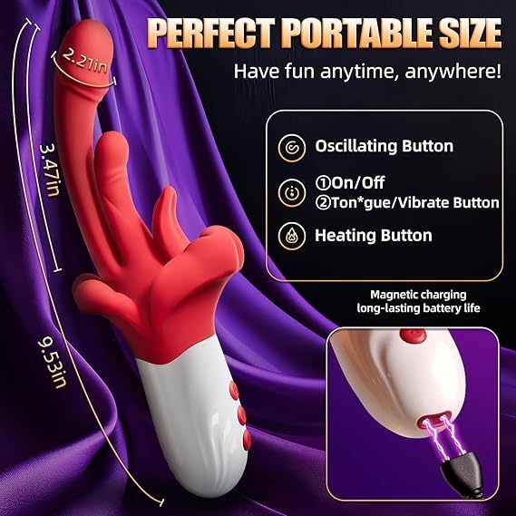 5 Rhythmic Swings and 10 Tongue Vibrator Heating Mode 5 in 1 Rose Sex Toy